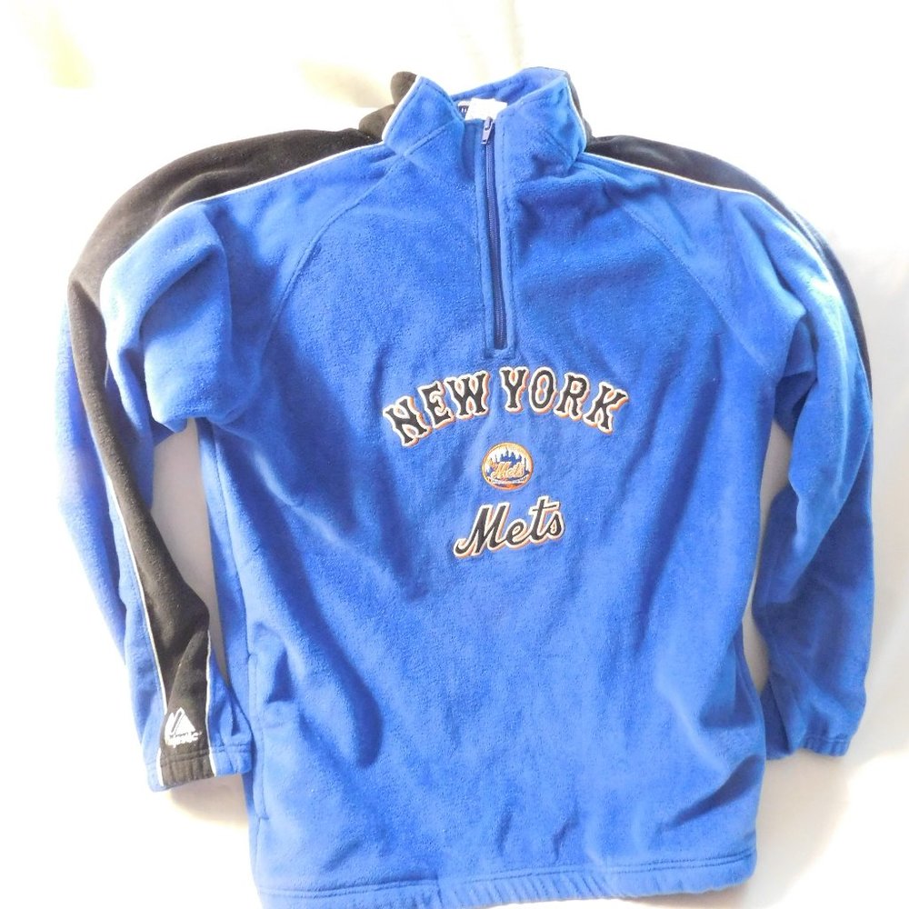 New York Mets MLB Pull Over Fleece Jacket Majestic Size Youth 18-20